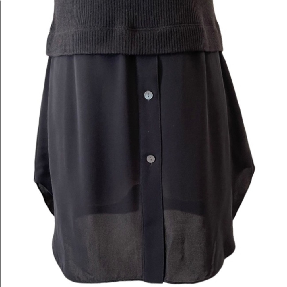 Theory black mock neck sleeveless ribbed knit sweater with shirt tails, Small - Picture 4 of 7